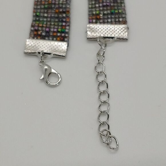 *Sale* Loom Beaded Bracelet Silver Multi - Color - Picture 4 of 4